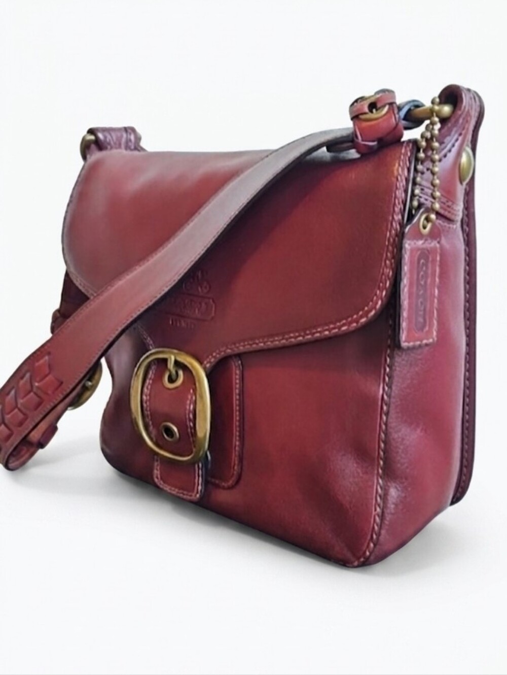 Coach 2007 Bleecker Large Flap Shoulder Bag Wine Tattersall 11419 NWT - Picture 3 of 15